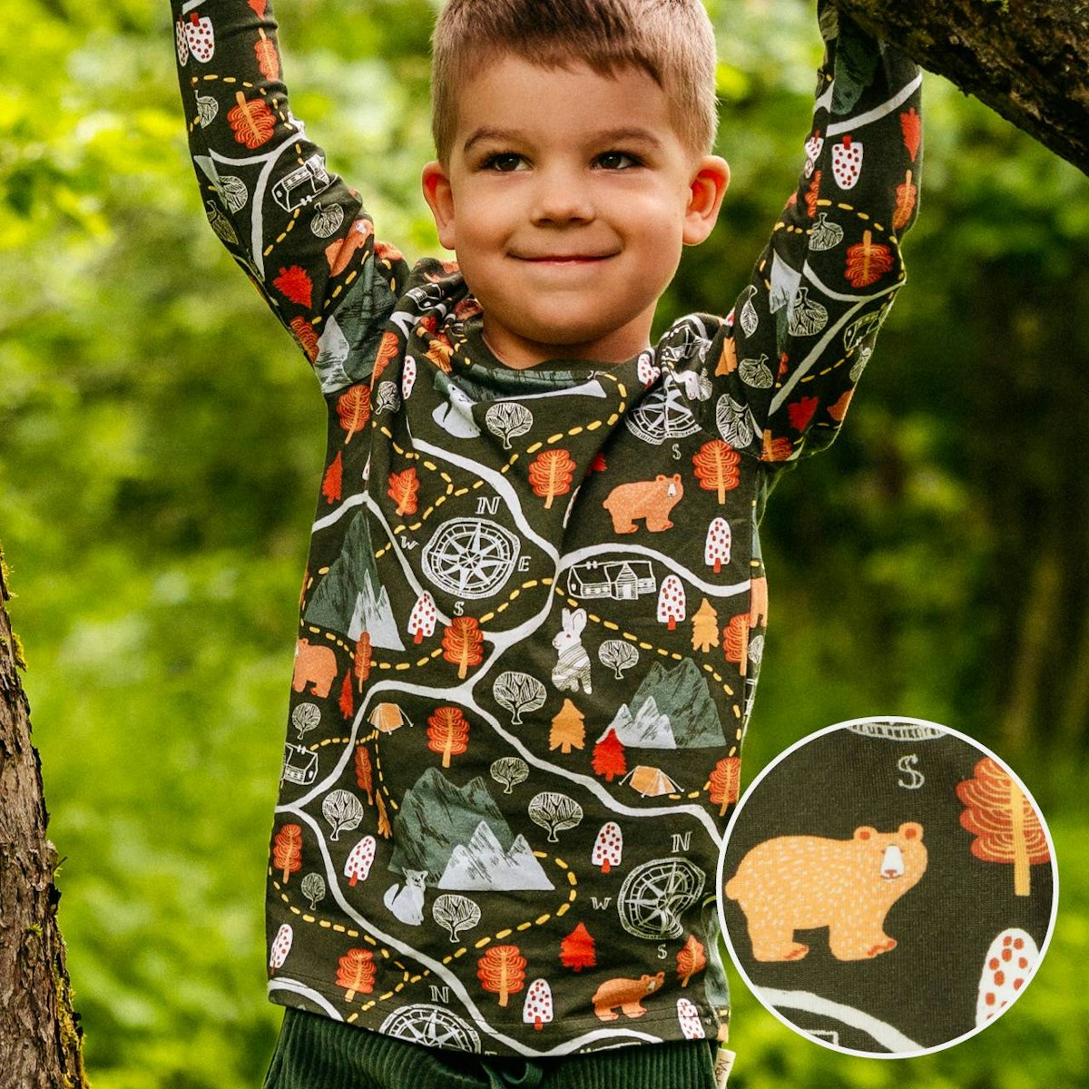 Langarmshirt Wald grün 98
