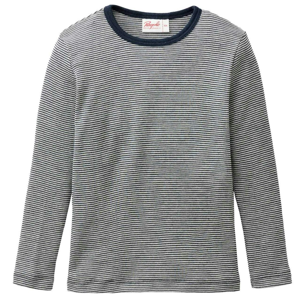 Langarmshirt Wolle Seide dunkelblau gestreift 116