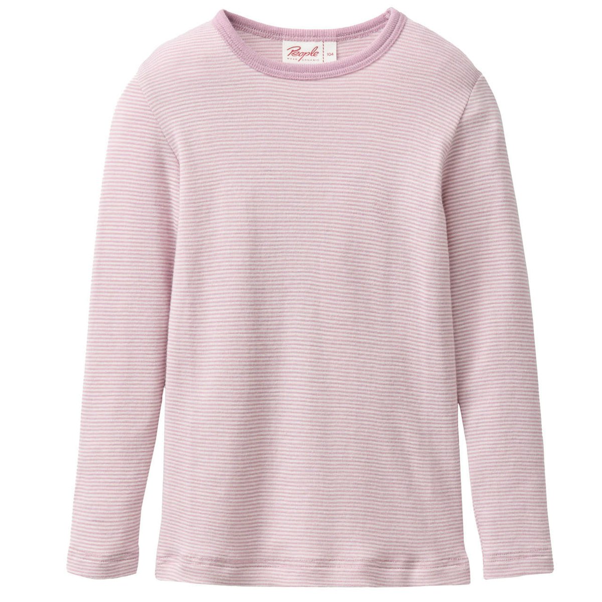 Langarmshirt Wolle Seide flieder gestreift 128