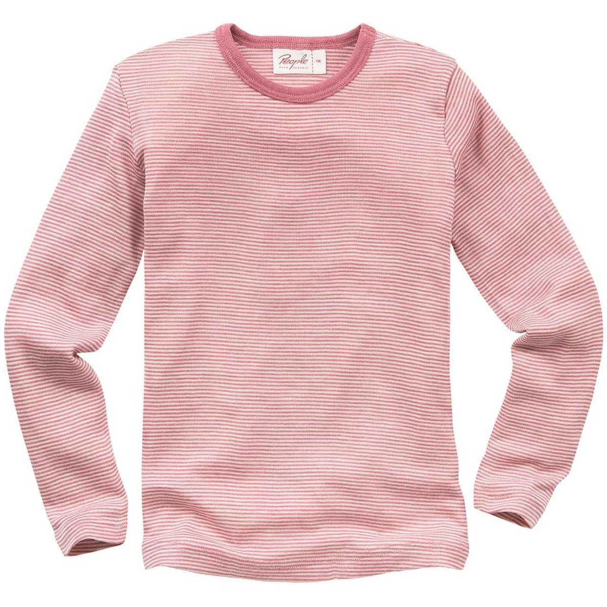 Langarmshirt Wolle Seide rosa gestreift 146