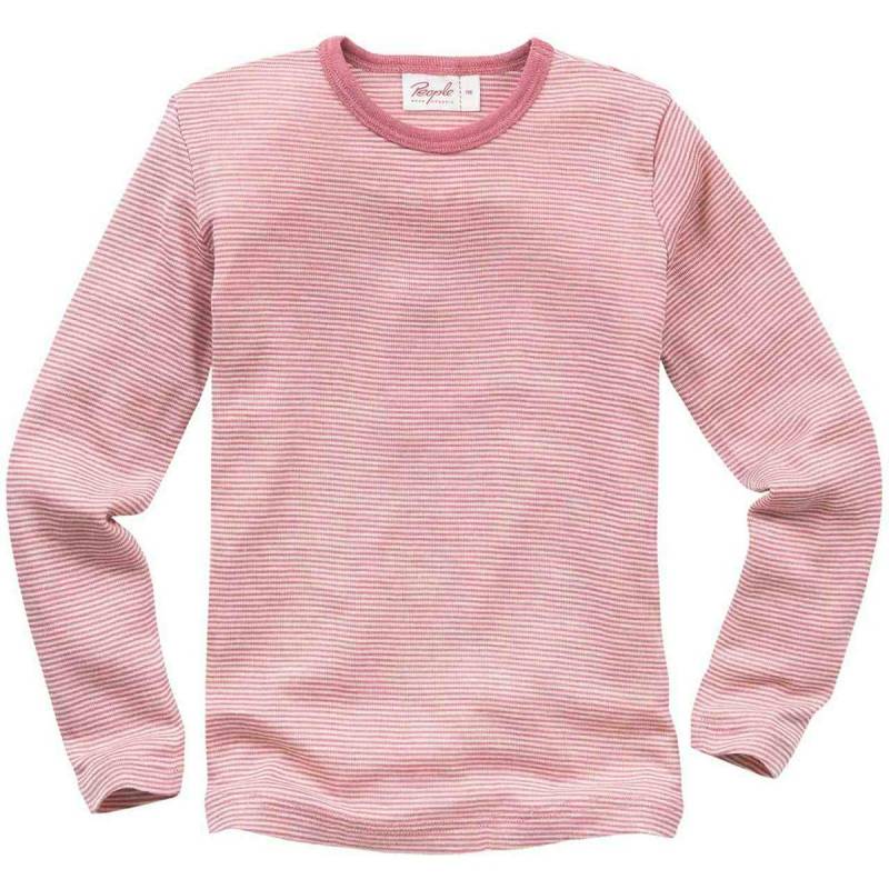 Langarmshirt Wolle Seide rosa gestreift 146