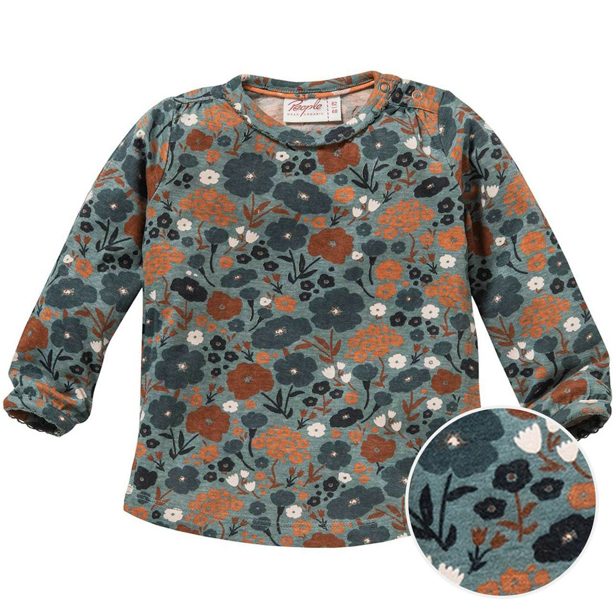 Langarmshirt innen kuschelig Herbstwiese blaugrau 62/68