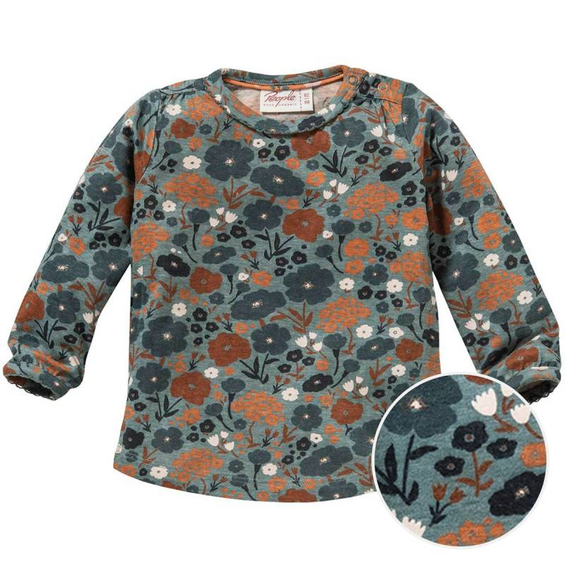 Langarmshirt innen kuschelig Herbstwiese blaugrau 62/68