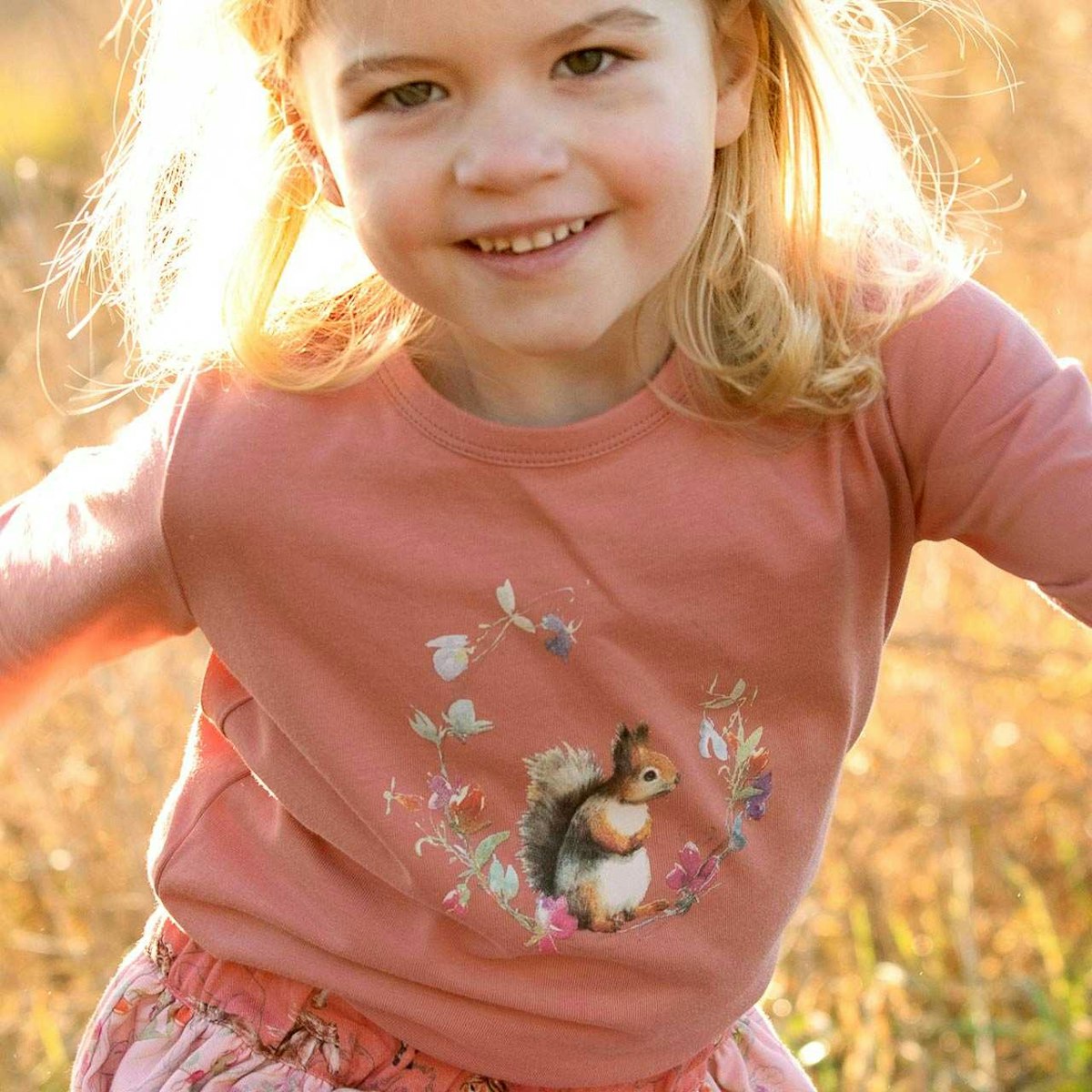 Langarmshirt mit Eichhörnchen Druck dunkelrosa 86/92