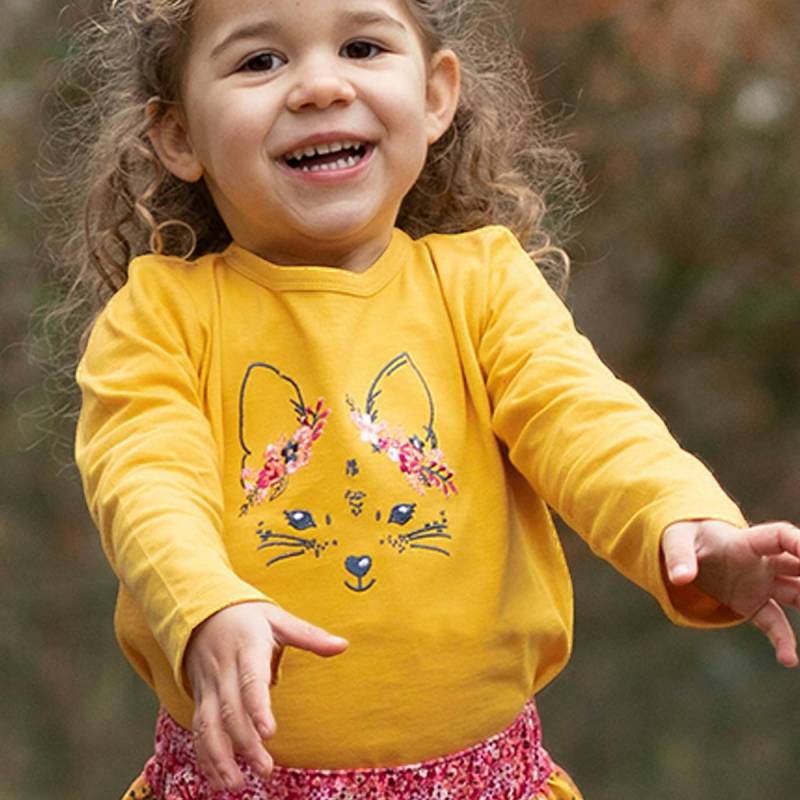 Langarmshirt mit Fuchs Stickerei honig-gelb 86/92 Langarmshirt mit Fuchs Stickerei honig-gelb 86/92