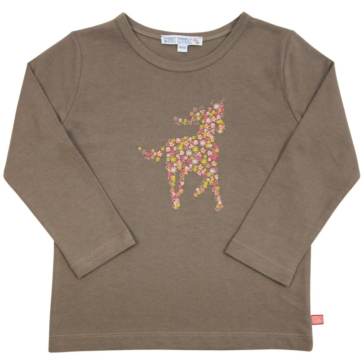 Langarmshirt mit Pferde Stickerei dunkelgrau 86/92