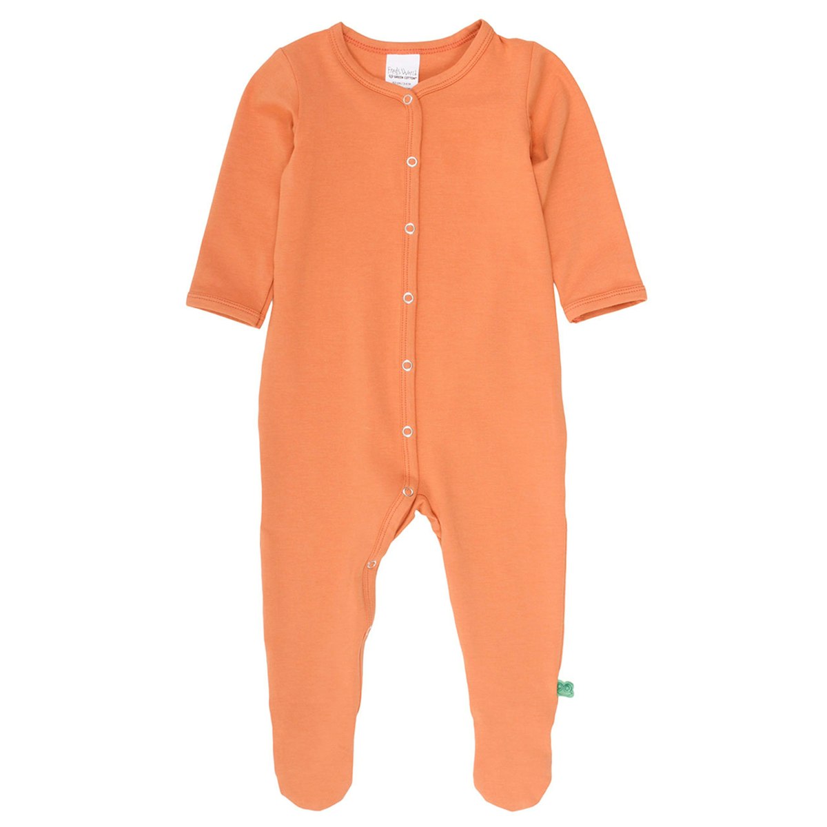 Langarmstrampler mit Fuß in kräftigem apricot-orange 68