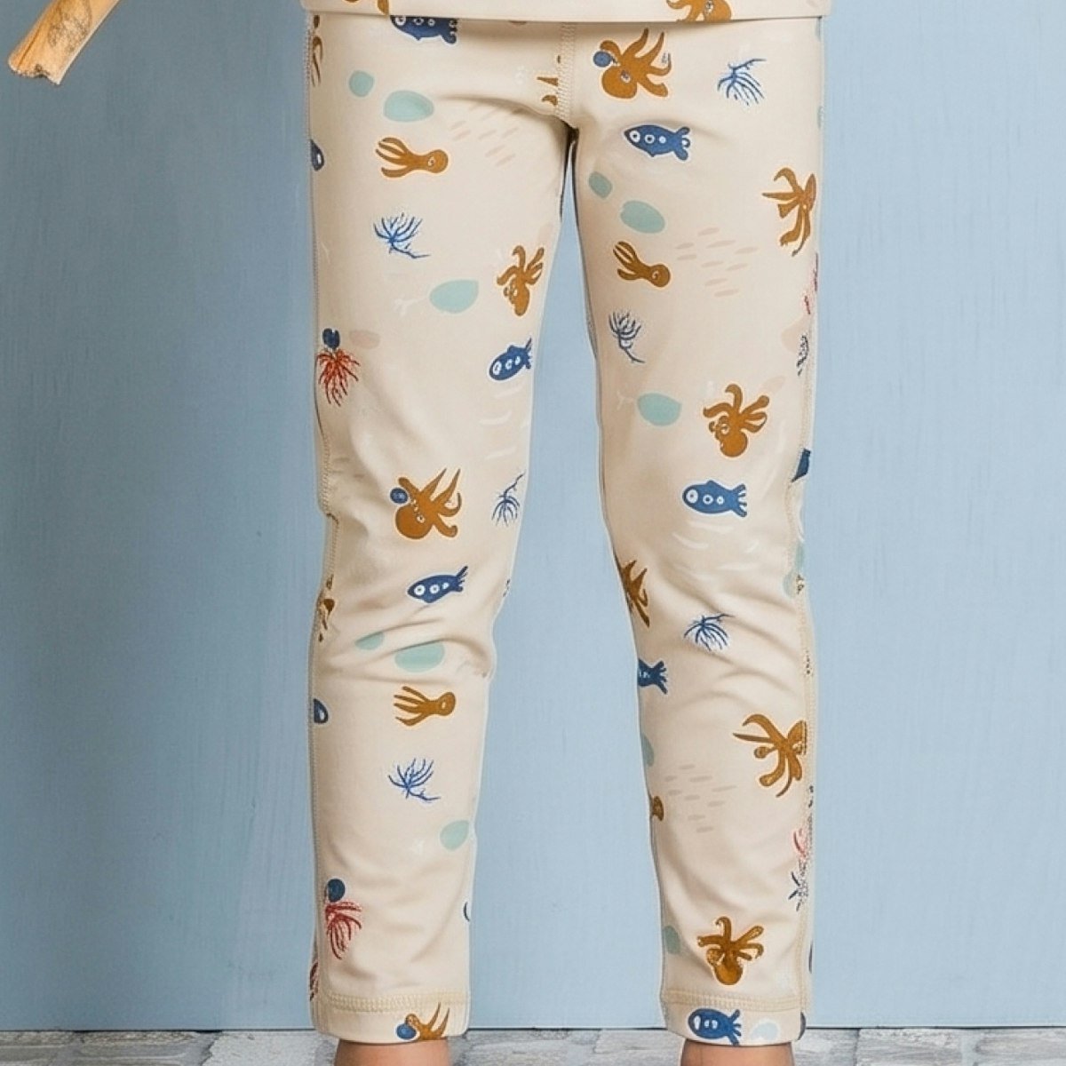 Lange UV Badeleggings Meerestiere beige 110/116