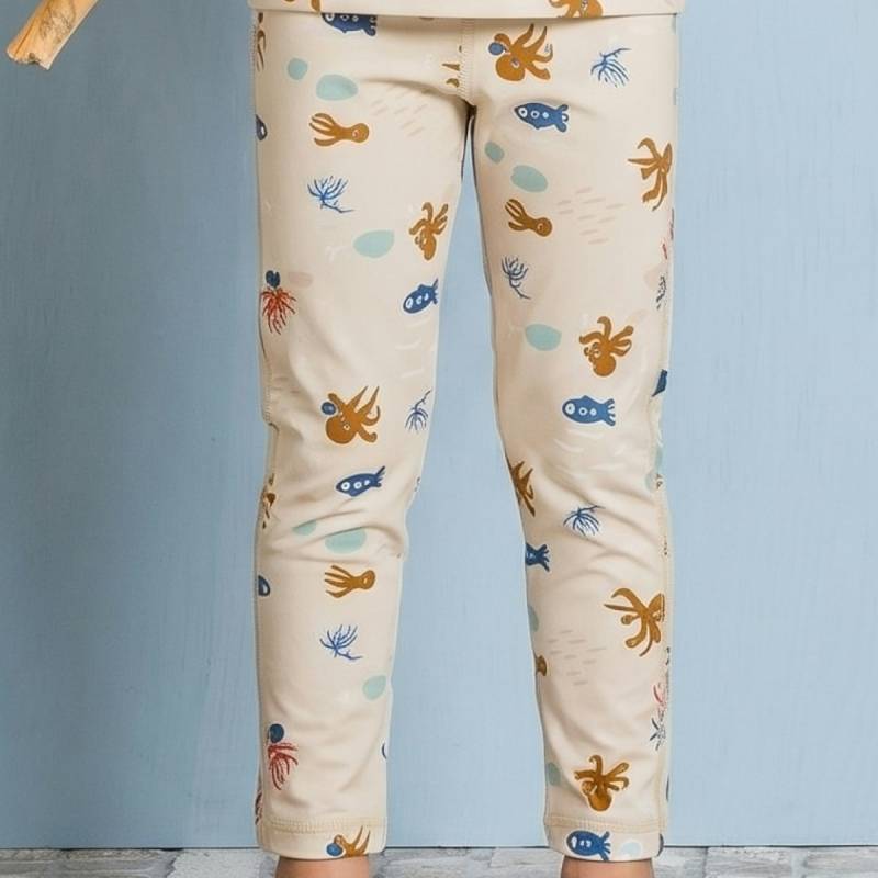 Lange UV Badeleggings Meerestiere beige 122/128 Lange UV Badeleggings Meerestiere beige 122/128