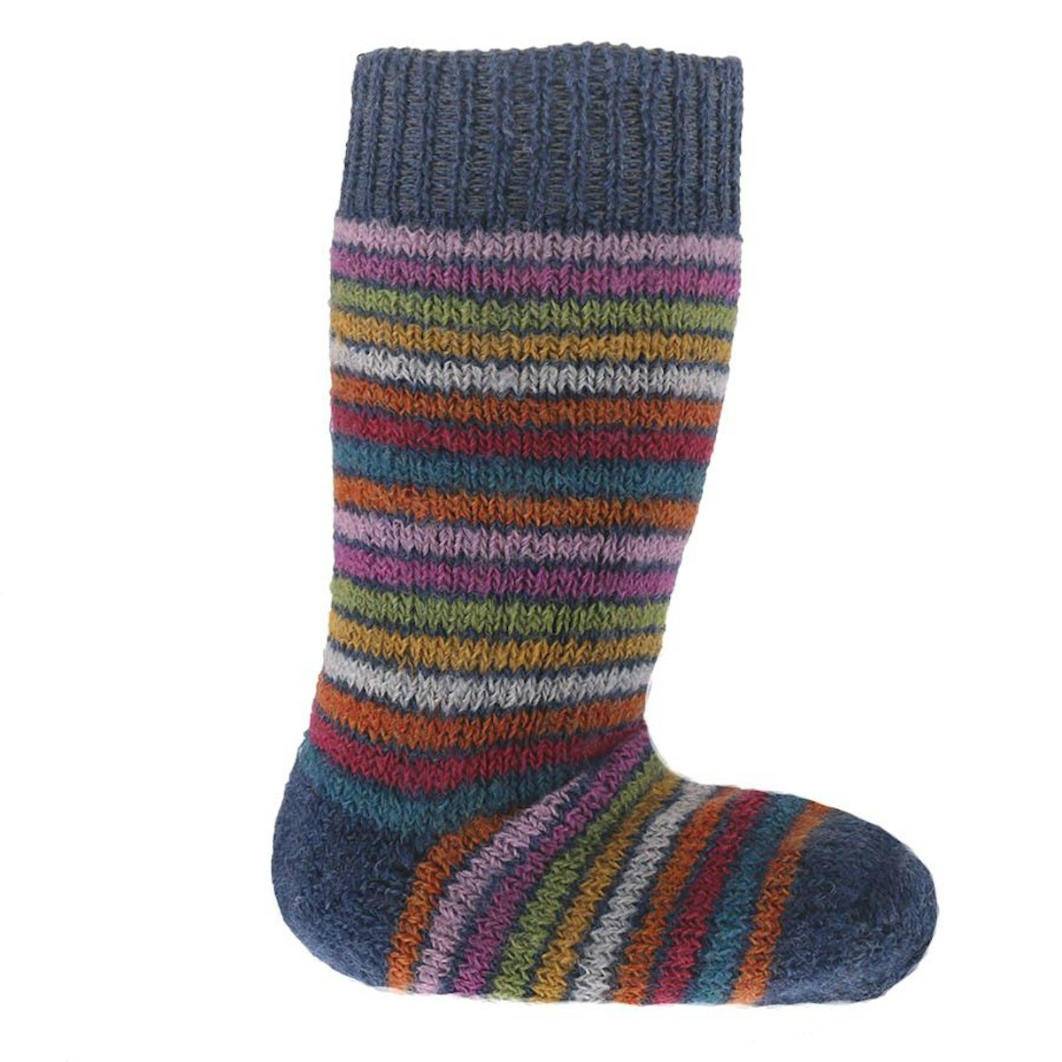 Lange Vollplüsch Socken Wolle warm dick blau 33/34