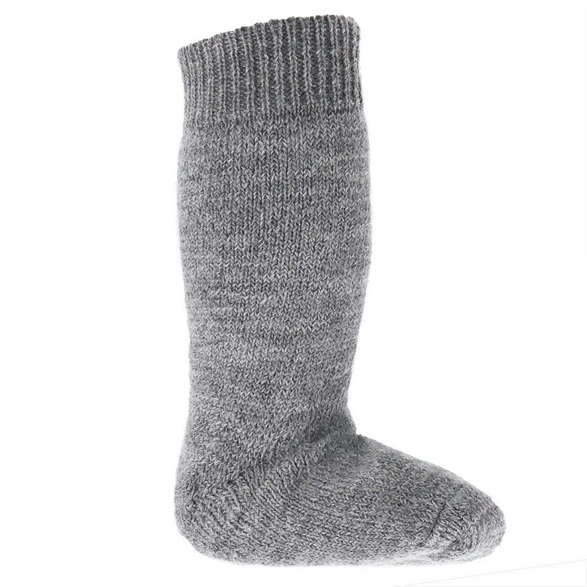 Lange Vollplüsch Socken Wolle warm dick grau 31/32