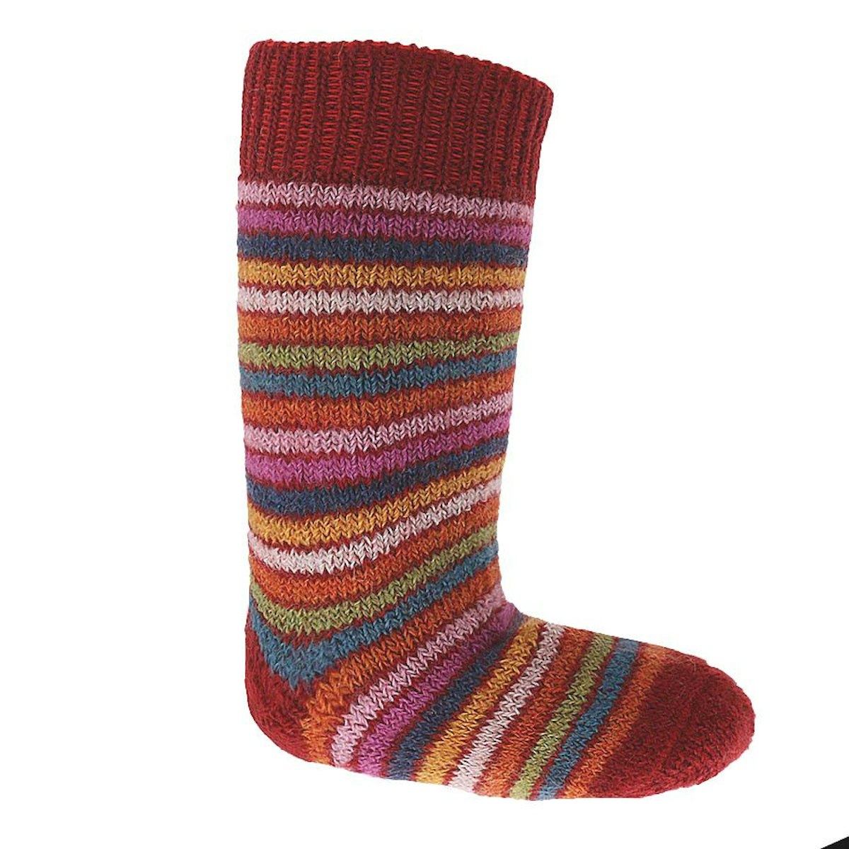 Lange Vollplüsch Socken Wolle warm dick rot 15/17