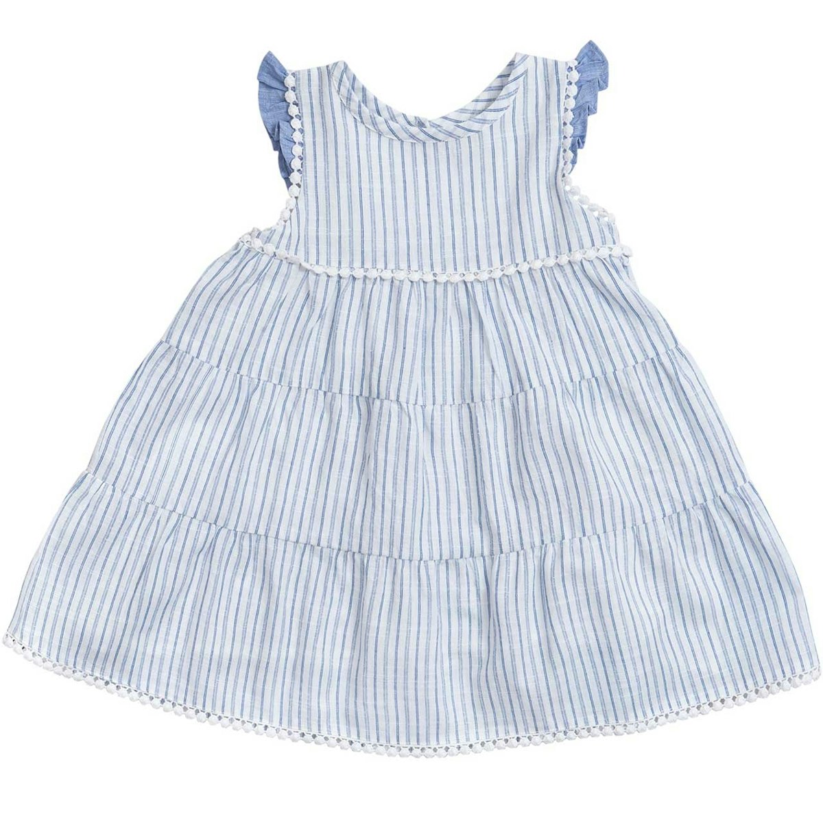 Langes Web-Slub Baby Kleid mit Streifen 62/68