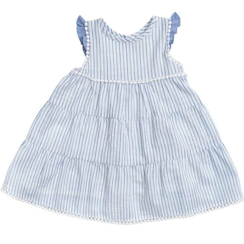 Langes Web-Slub Baby Kleid mit Streifen 62/68 Langes Web-Slub Baby Kleid mit Streifen 62/68