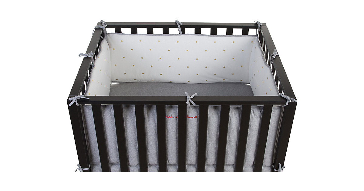 Laufgitterschutz, Punkte gold, grau/weiß, 340x35 cm weiß/grau Laufgitterschutz, Punkte gold, grau/weiß, 340x35 cm weiß/grau von Childhome