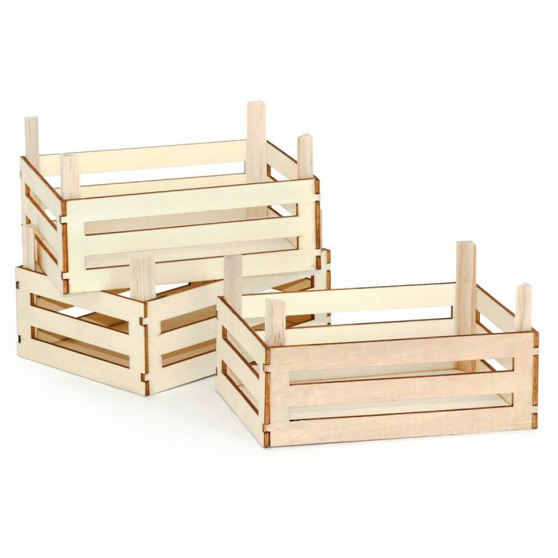 Leere Gemüsekiste für Kaufmannsladen - 3 Stück