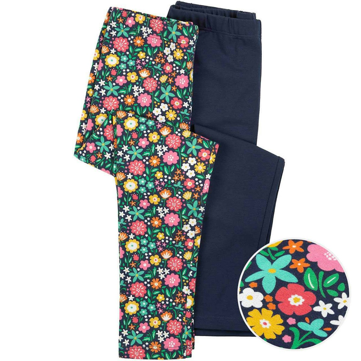 Leggings Doppelpack Blumen uni indigo 62/68