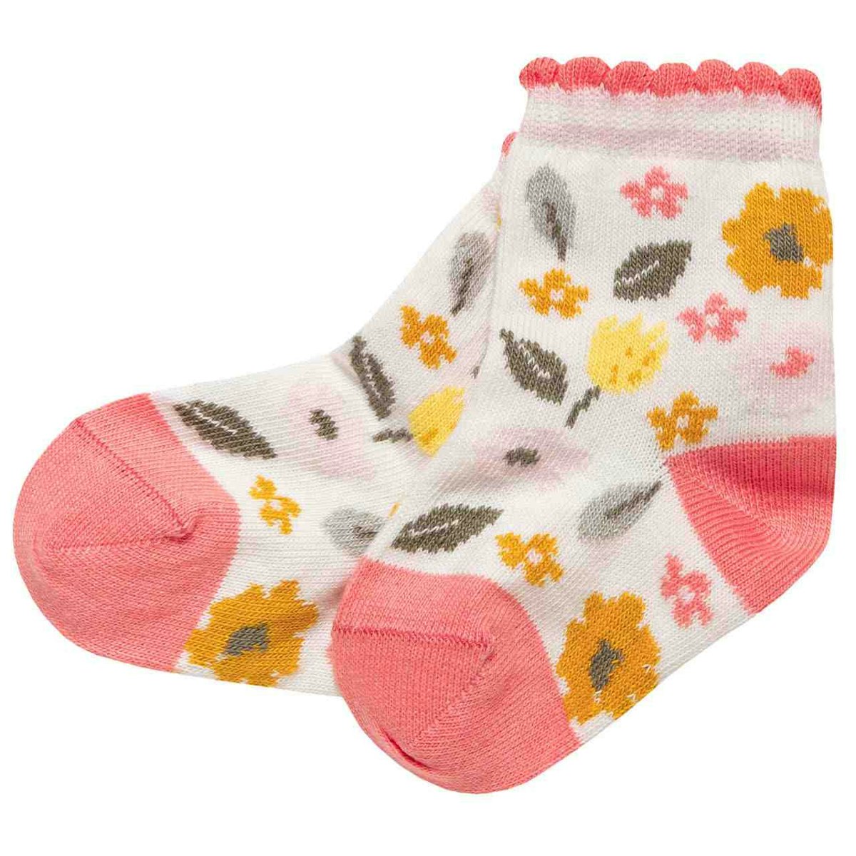 Leichte Babysöckchen Blumen weiß 17/18