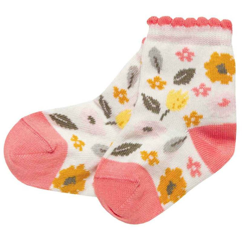 Leichte Babysöckchen Blumen weiß 17/18