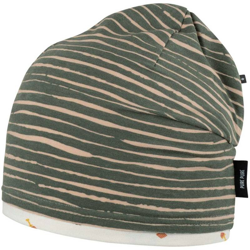 Leichte Beanie Streifen dunkelgrün 49/51
