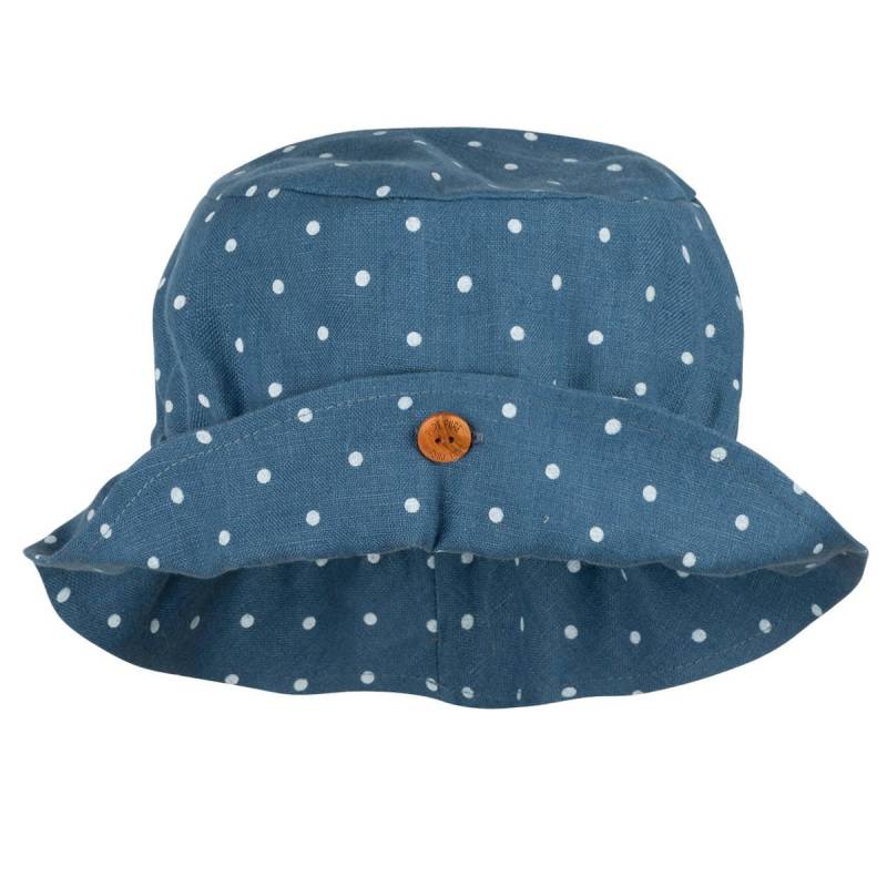 Leichte Leinen Sommermütze jeans-blau Punkte 55