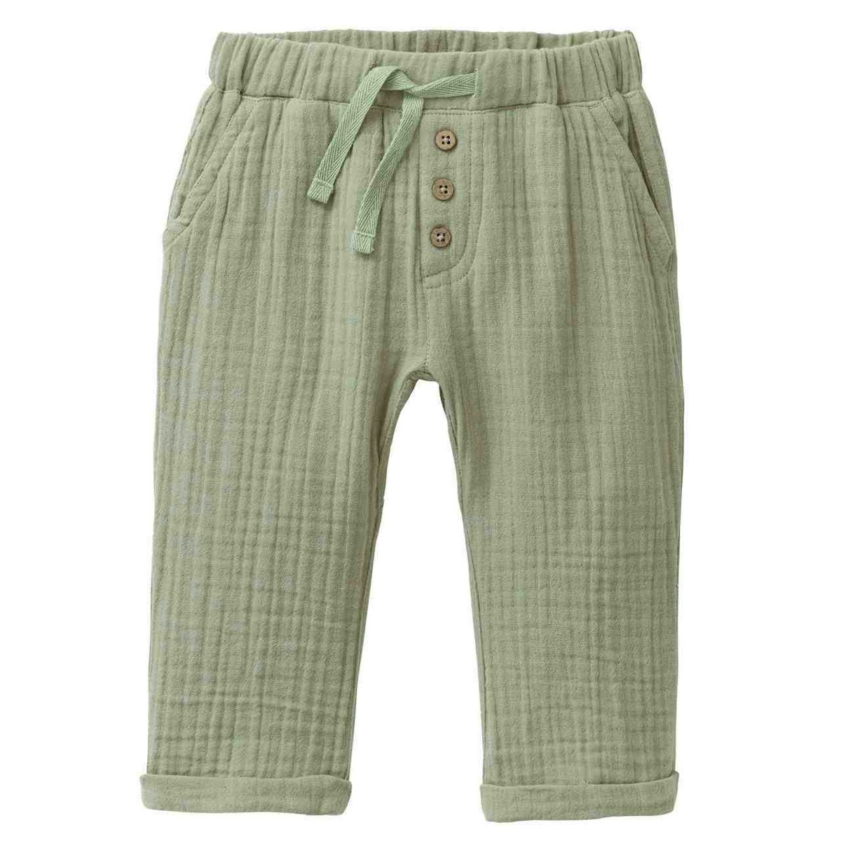 Leichte Musselin Hose olivgrün 86/92