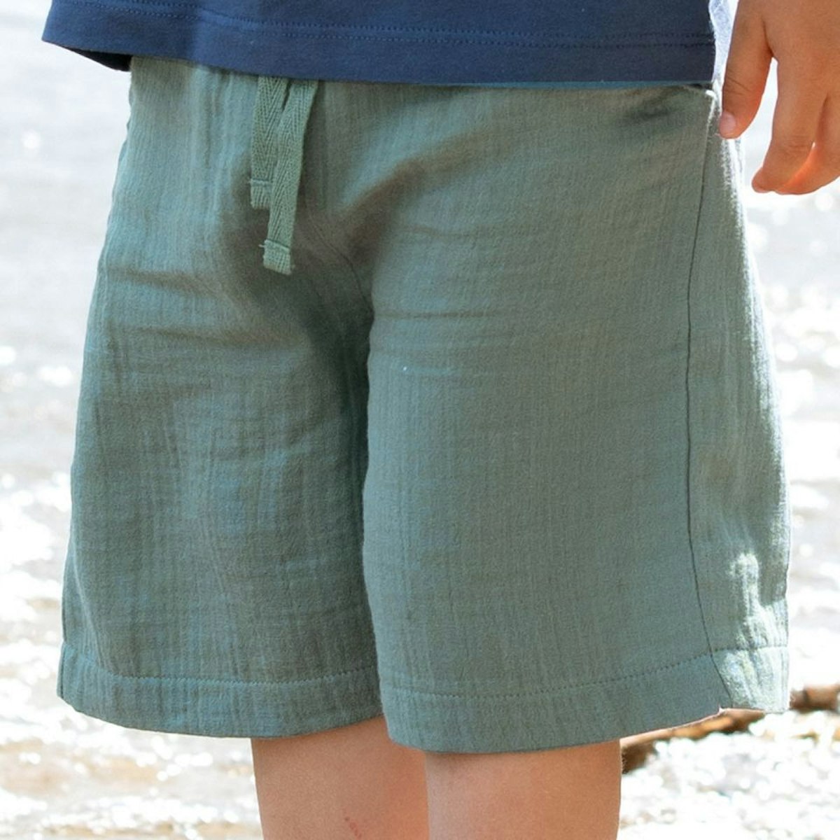 Leichte Musselin Shorts stahlblau 128
