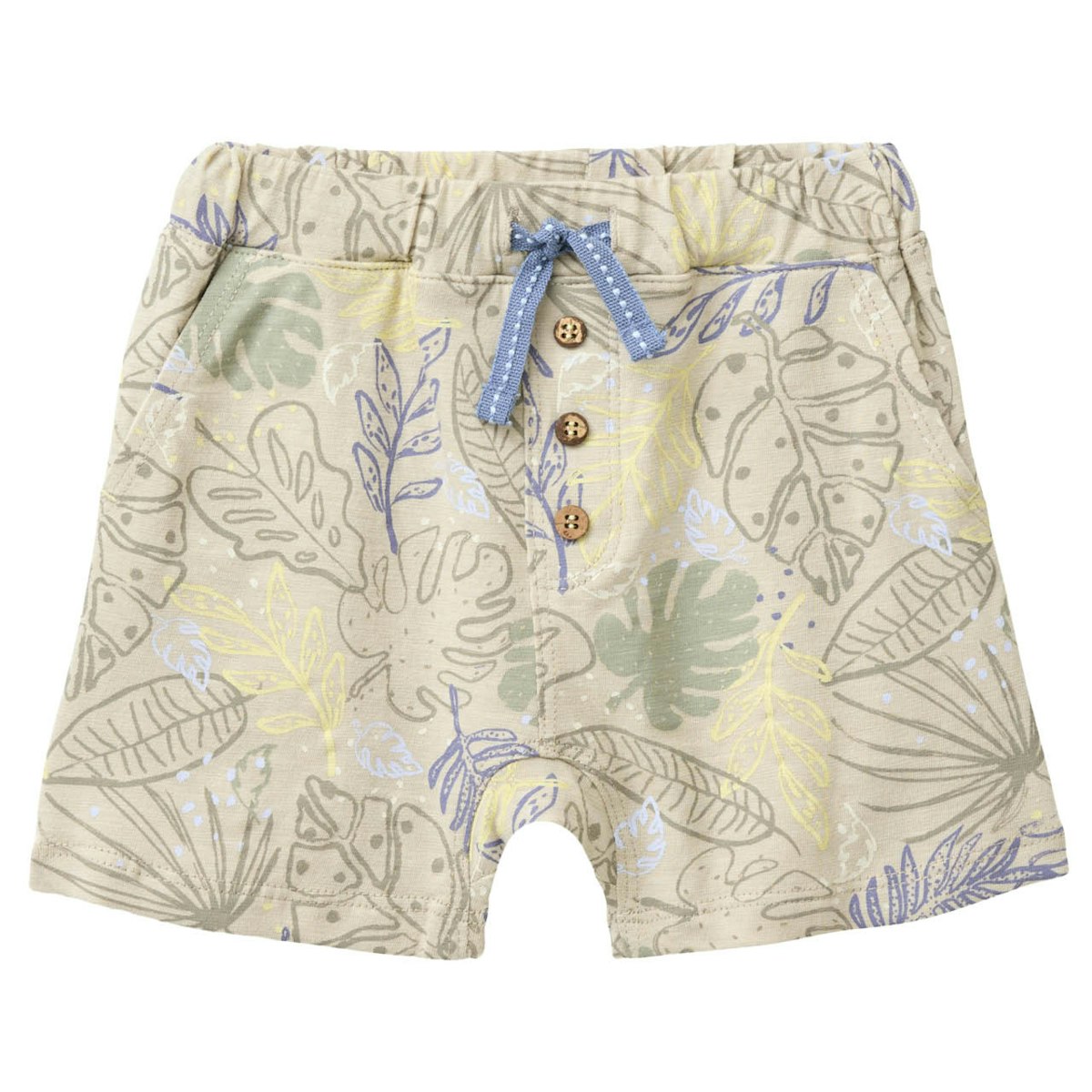 Leichte Shorts tropische Blätter khaki 104