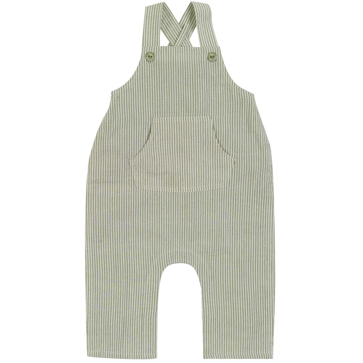 Leichter Baby Strampler Latzhose Krepp-Gewebe grün 80