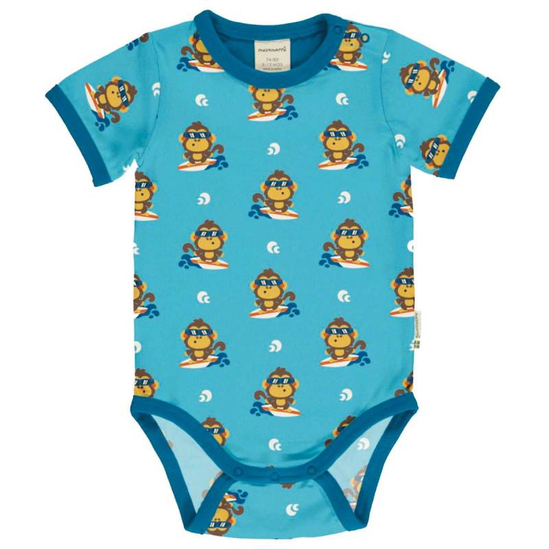 Leichter Body kurzarm Äffchen hellblau 74/80 Leichter Body kurzarm Äffchen hellblau 74/80