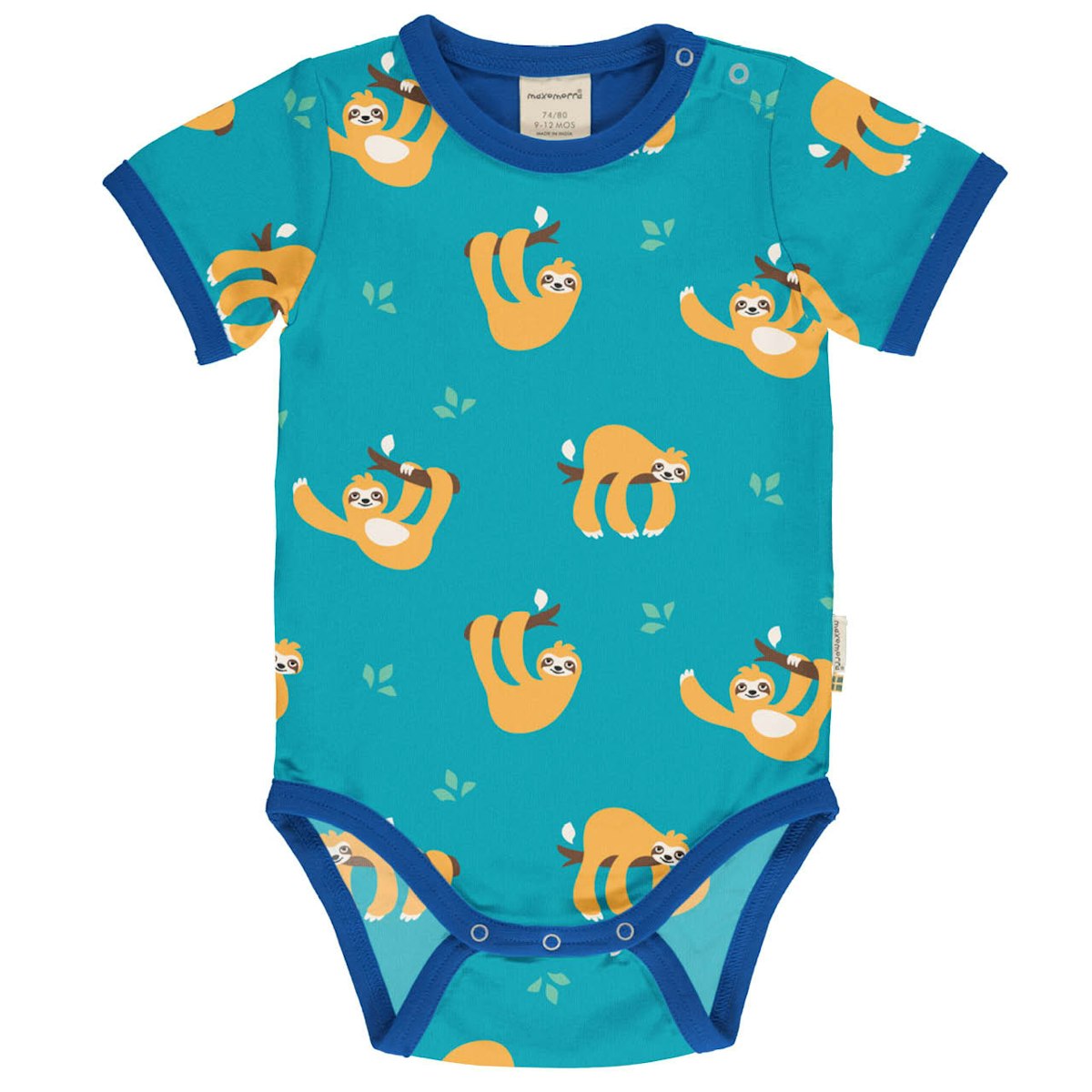 Leichter Body kurzarm Faultier blau 86/92