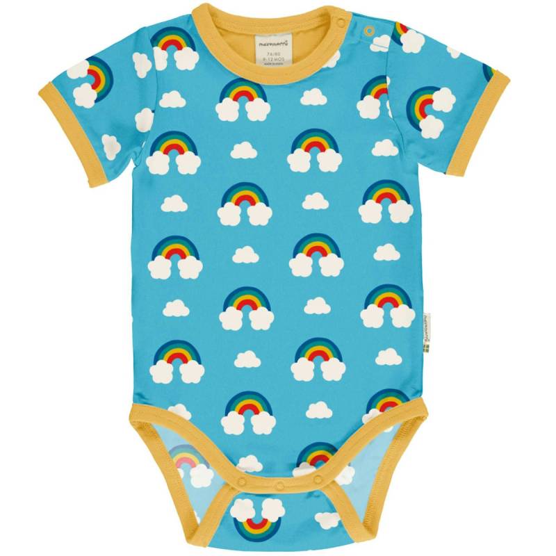 Leichter Body kurzarm Regenbogen hellblau 62/68