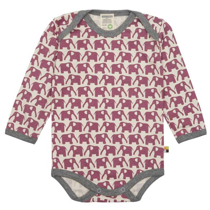 Leichter Body langarm Elefanten rosa 62/68