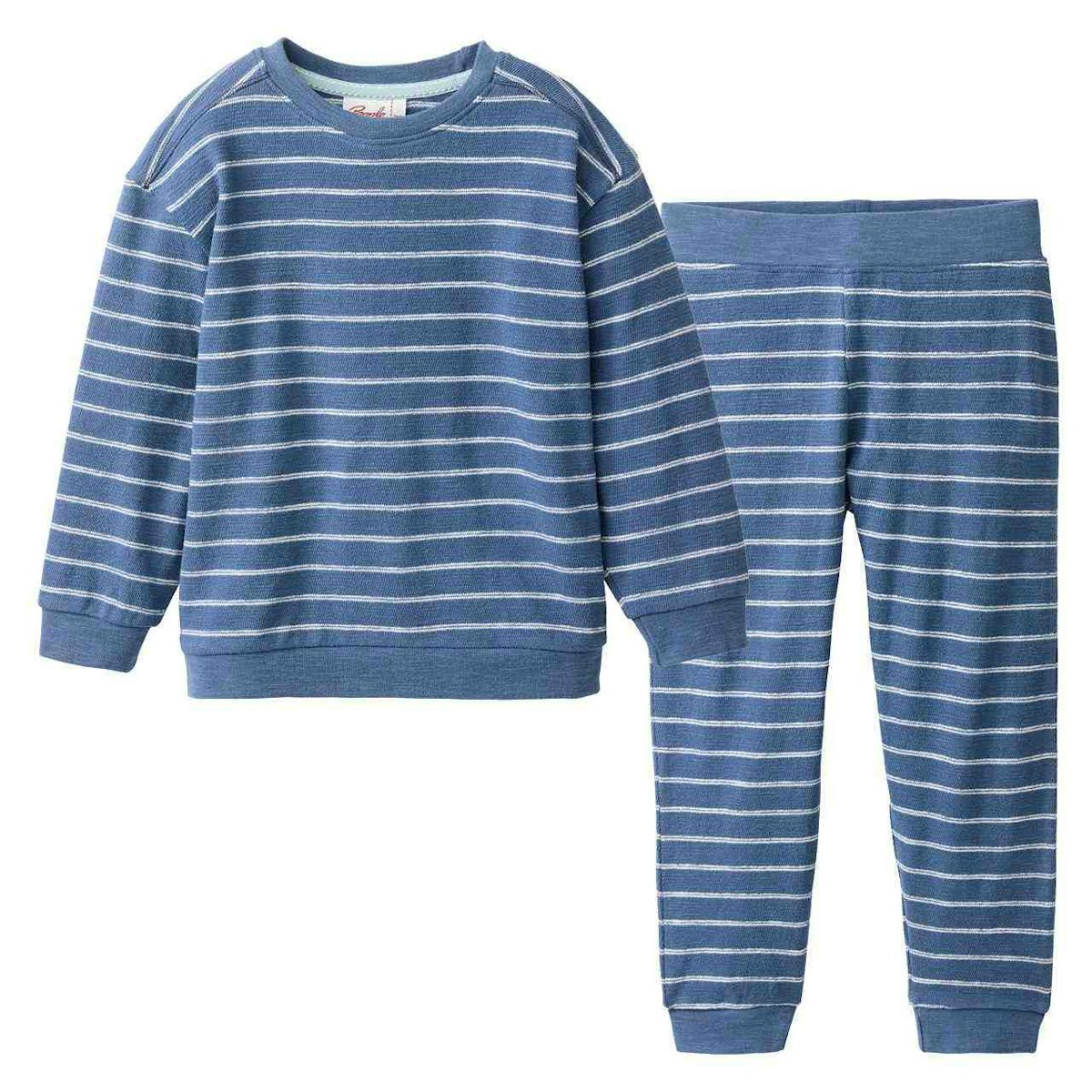 Leichter Sweat Jogginganzug blau geringelt 122/128
