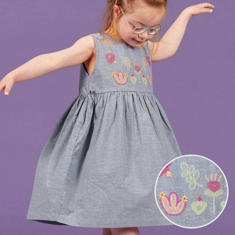 Leichtes Blumen Chambre Kleid ohne Arm 80/86