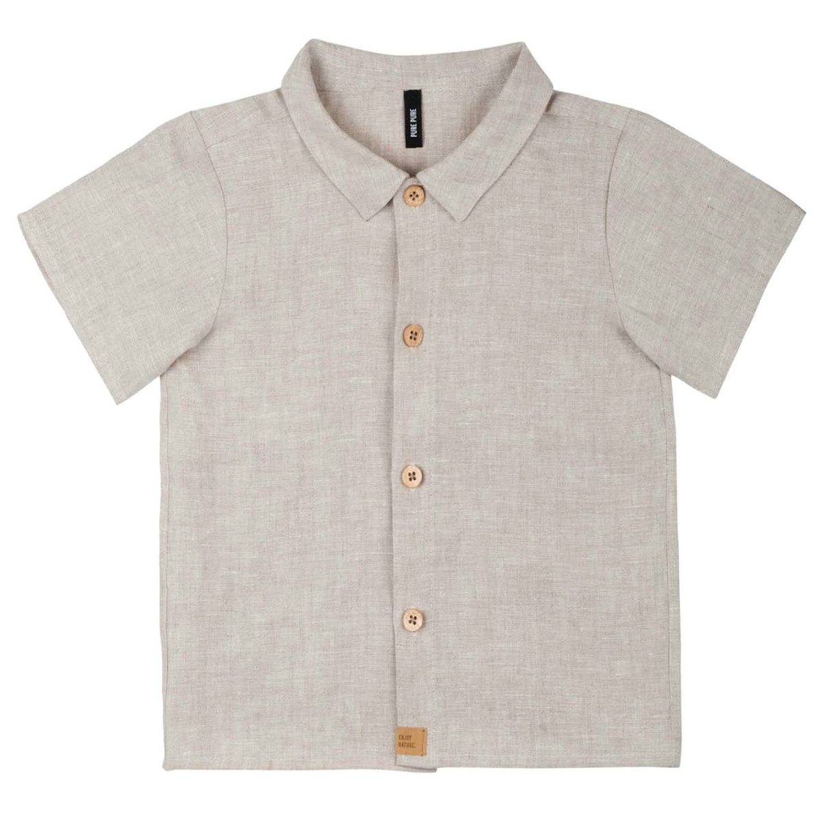 Leichtes Hemd kurzarm Leinen beige 86