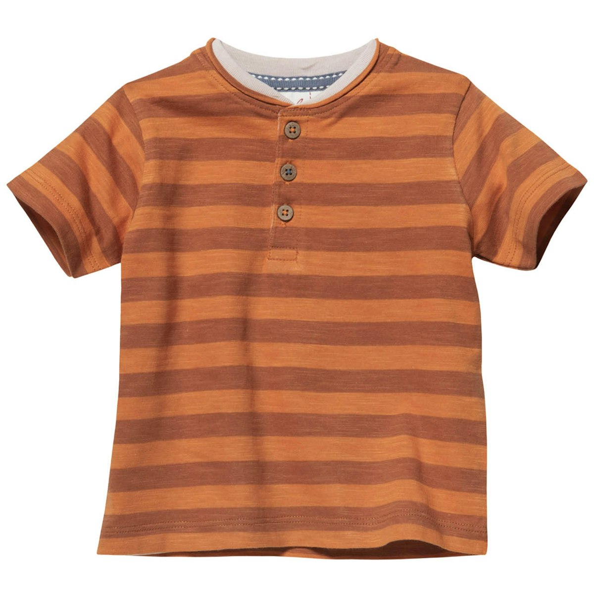 Leichtes Henley T-Shirt Ringel dunkelorange 86/92