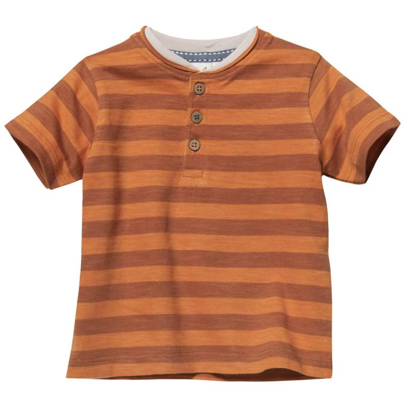 Leichtes Henley T-Shirt Ringel dunkelorange 86/92