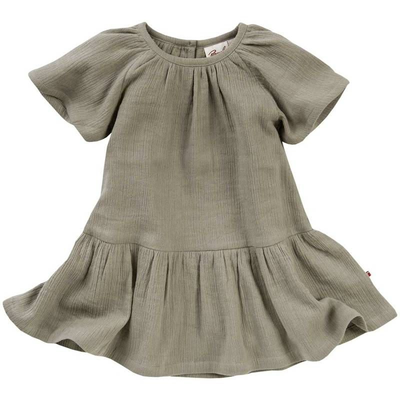 Leichtes Musselin Kleid kurzarm khaki 62/68