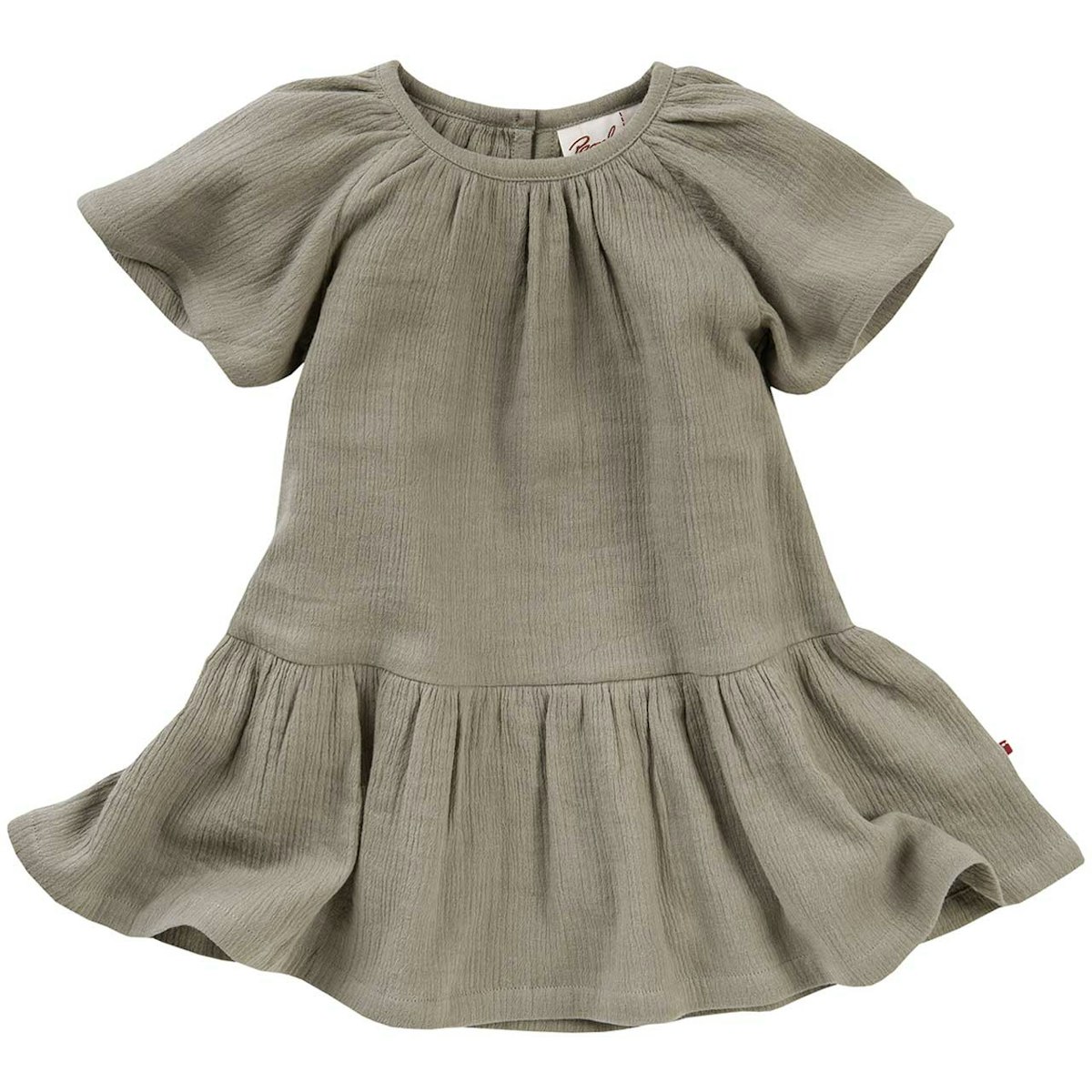 Leichtes Musselin Kleid kurzarm khaki 86/92