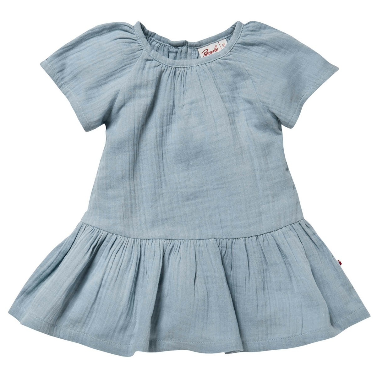 Leichtes Musselin Kleid kurzarm taubenblau 116