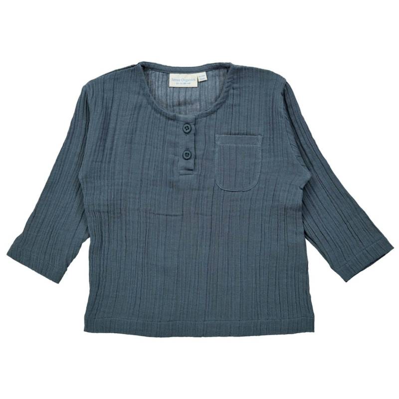 Leichtes Musselin Langarmshirt blaugrau 122