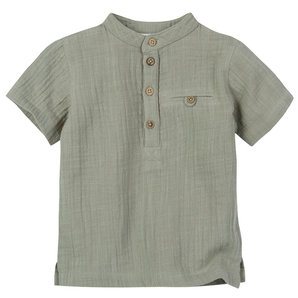 Leichtes Musselin Shirt kurzarm khaki 86/92