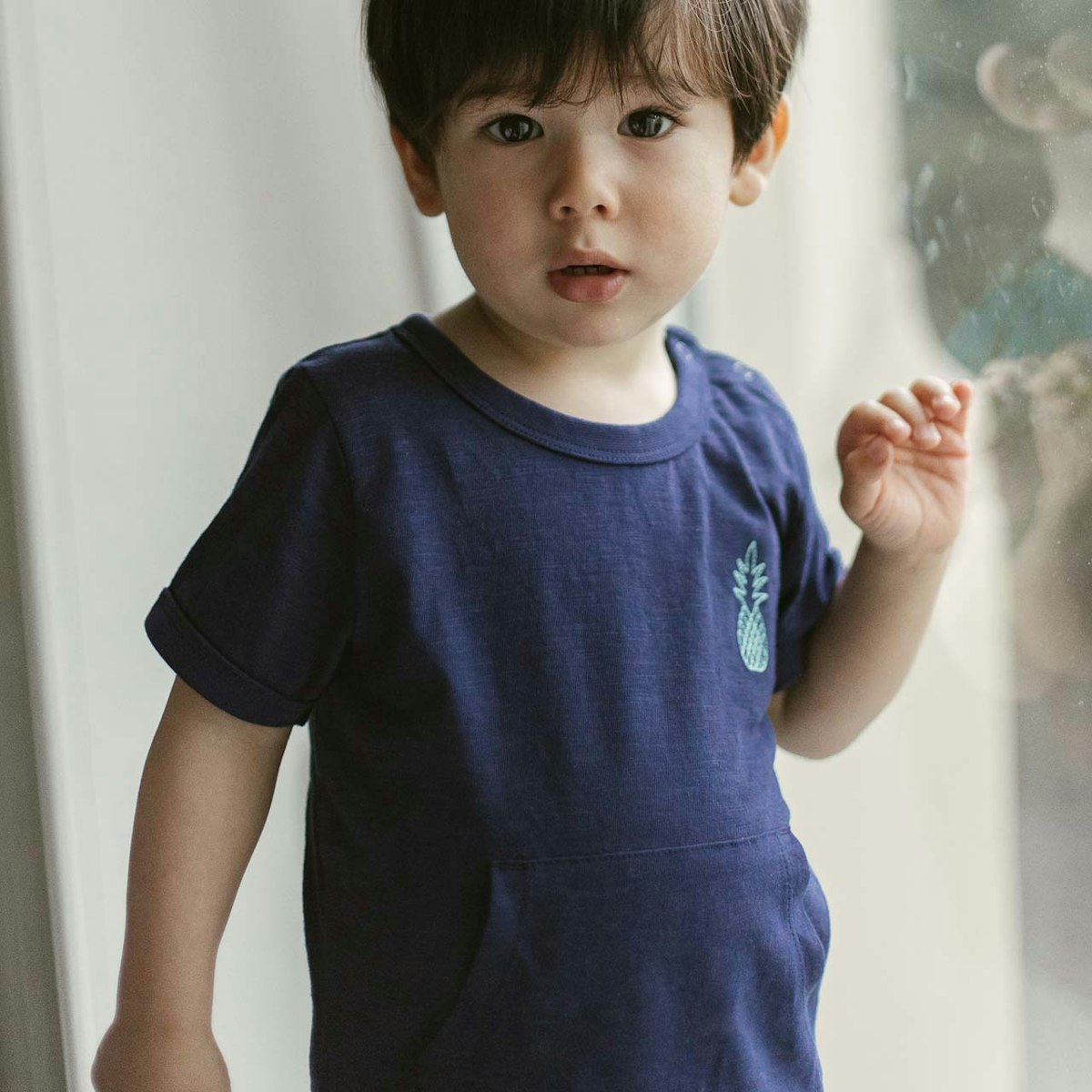 Leichtes Shirt kurzarm Kängurutaschen navy 74