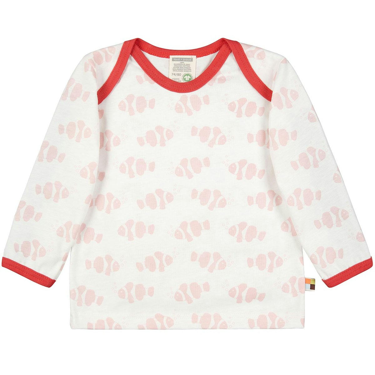 Leichtes Shirt langarm Fische in rosé/hell 62/68