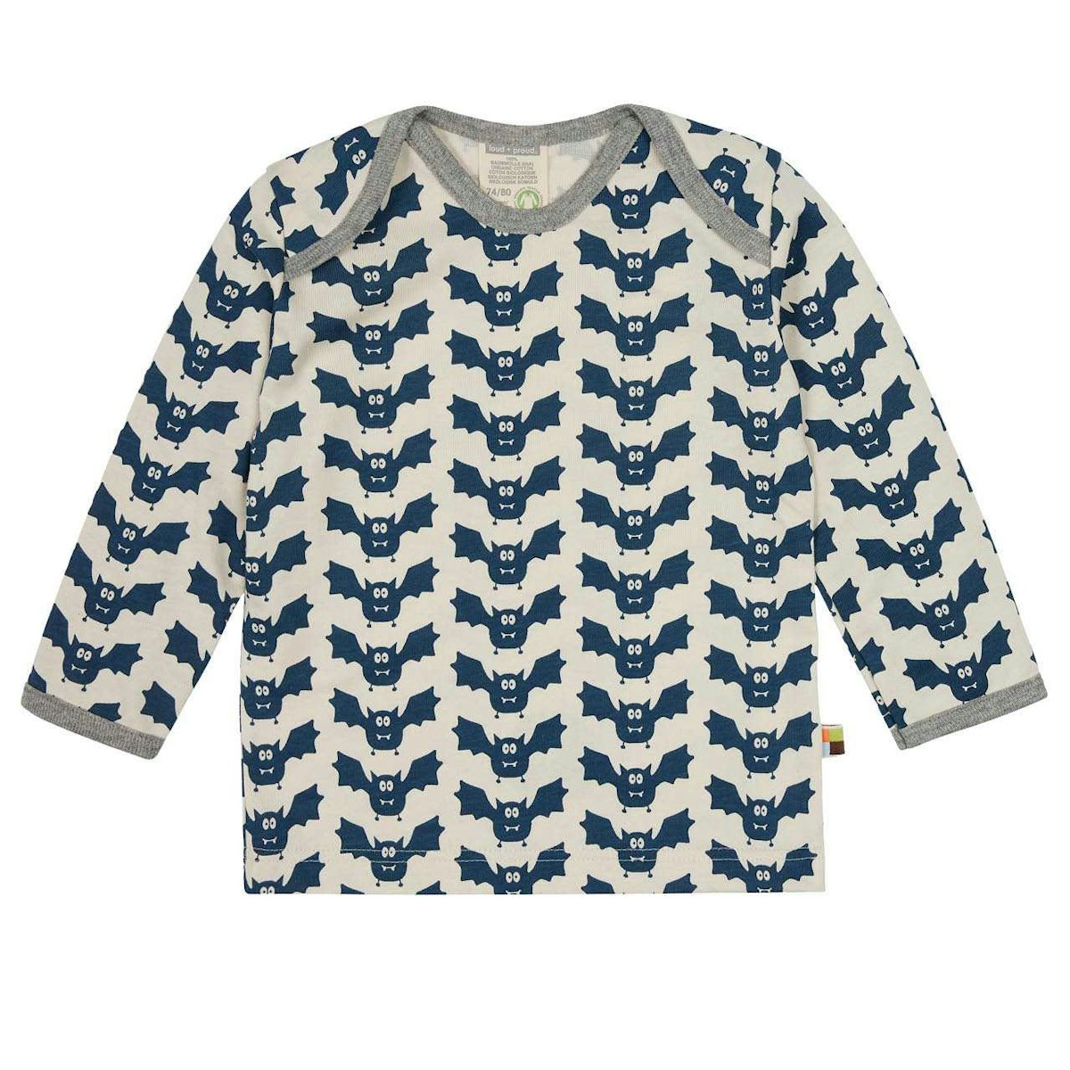 Leichtes Shirt langarm Fledermäuse marine 110/116