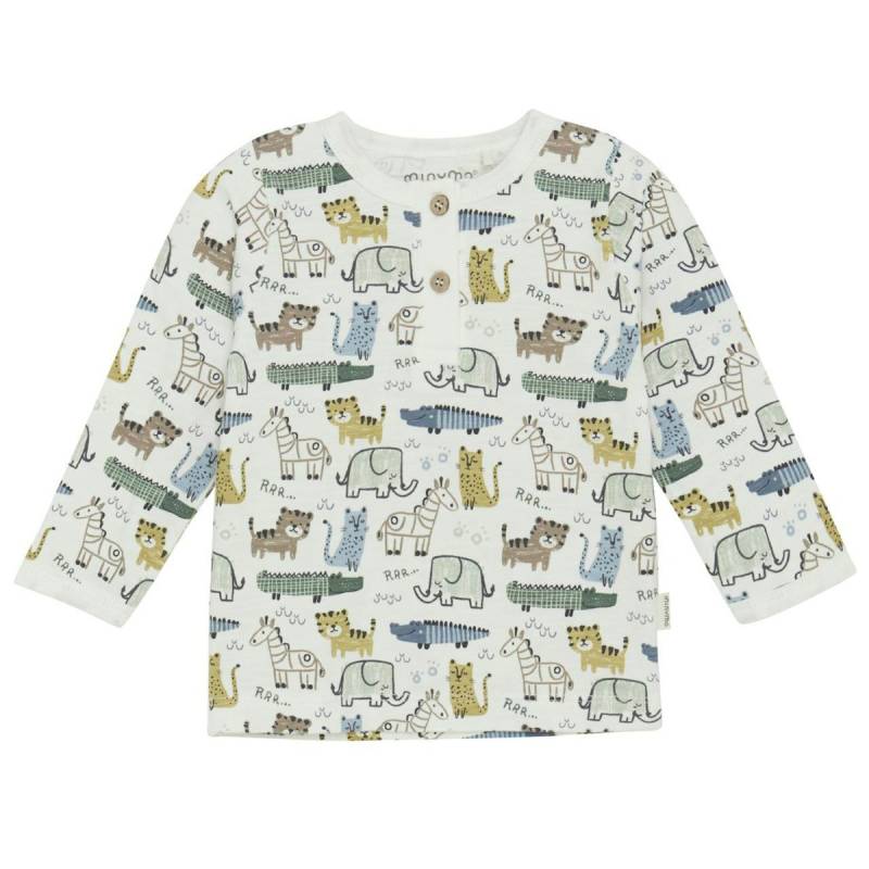 Leichtes Shirt langarm Tiere weiß 86