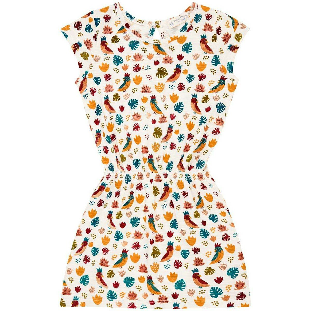 Leichtes Sommer Kleid Papageien weiß 86/92