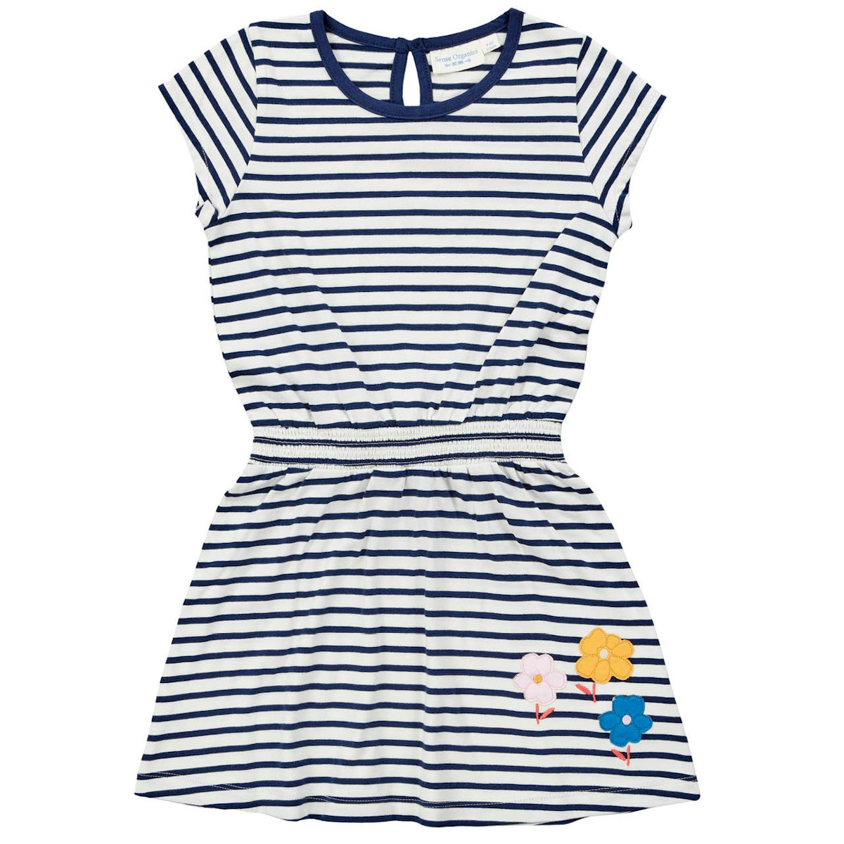 Leichtes Sommer Kleid Streifen Blumen navy 98/104