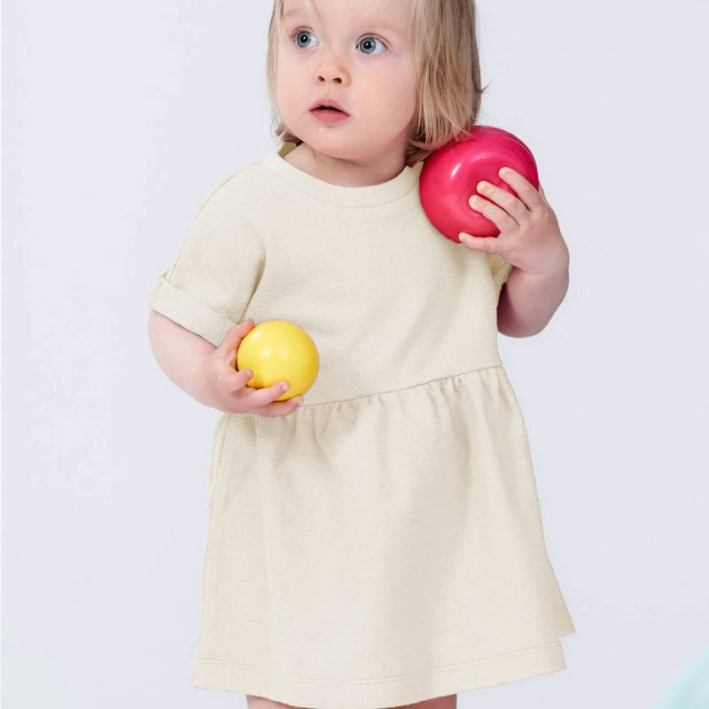 Leichtes Sommer-Sweat Babykleid creme-weiß 74